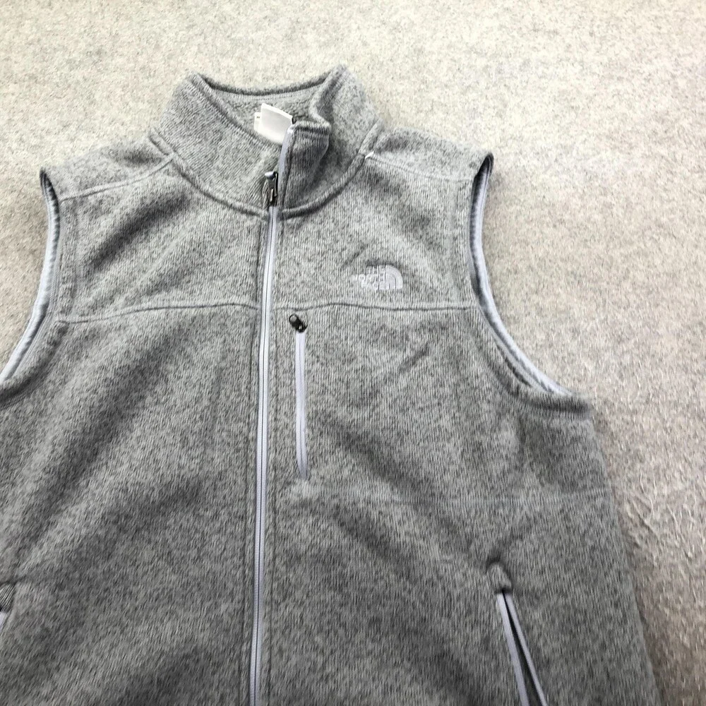 The North Face Vest Mens Large Gray Fleece Full Zip Pockets Outdoor Hiking